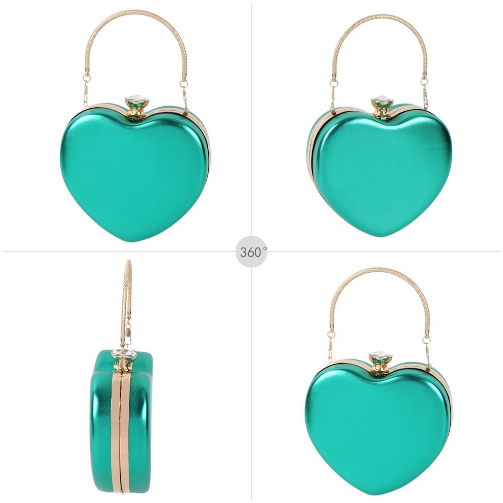 2541 Heart Shape Purse Smooth Pu Leather Shoulder Bag Party Clutch Handbags View 6
